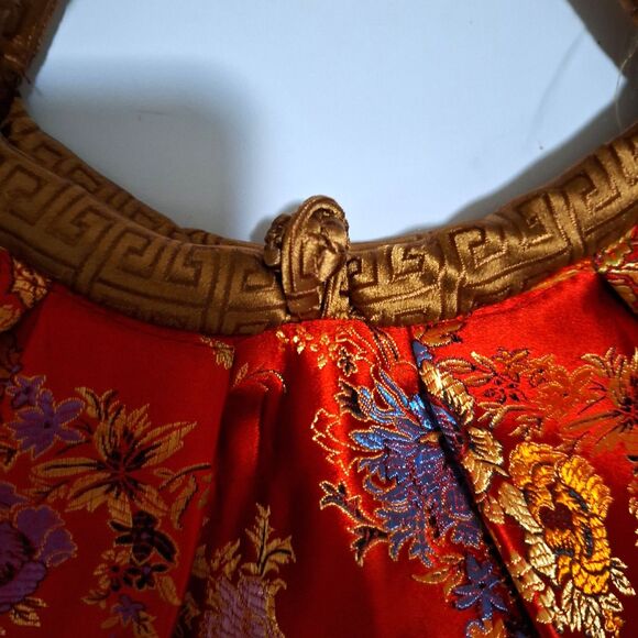 A Red Satin Japanese Style Women's Handbag Oriental Floral Motif Kimono Clutch - Picture 2 of 8